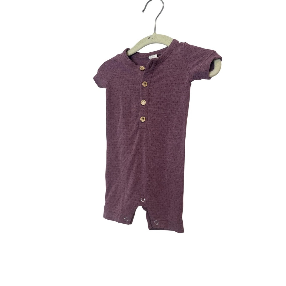 Kate Quinn Romper Baby Girls 0-3 Months Purple Henley Short Sleeve One Piece